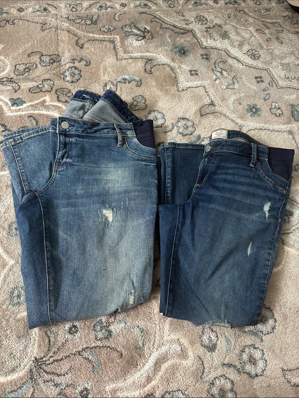 Pair of Distressed Maternity Jeans